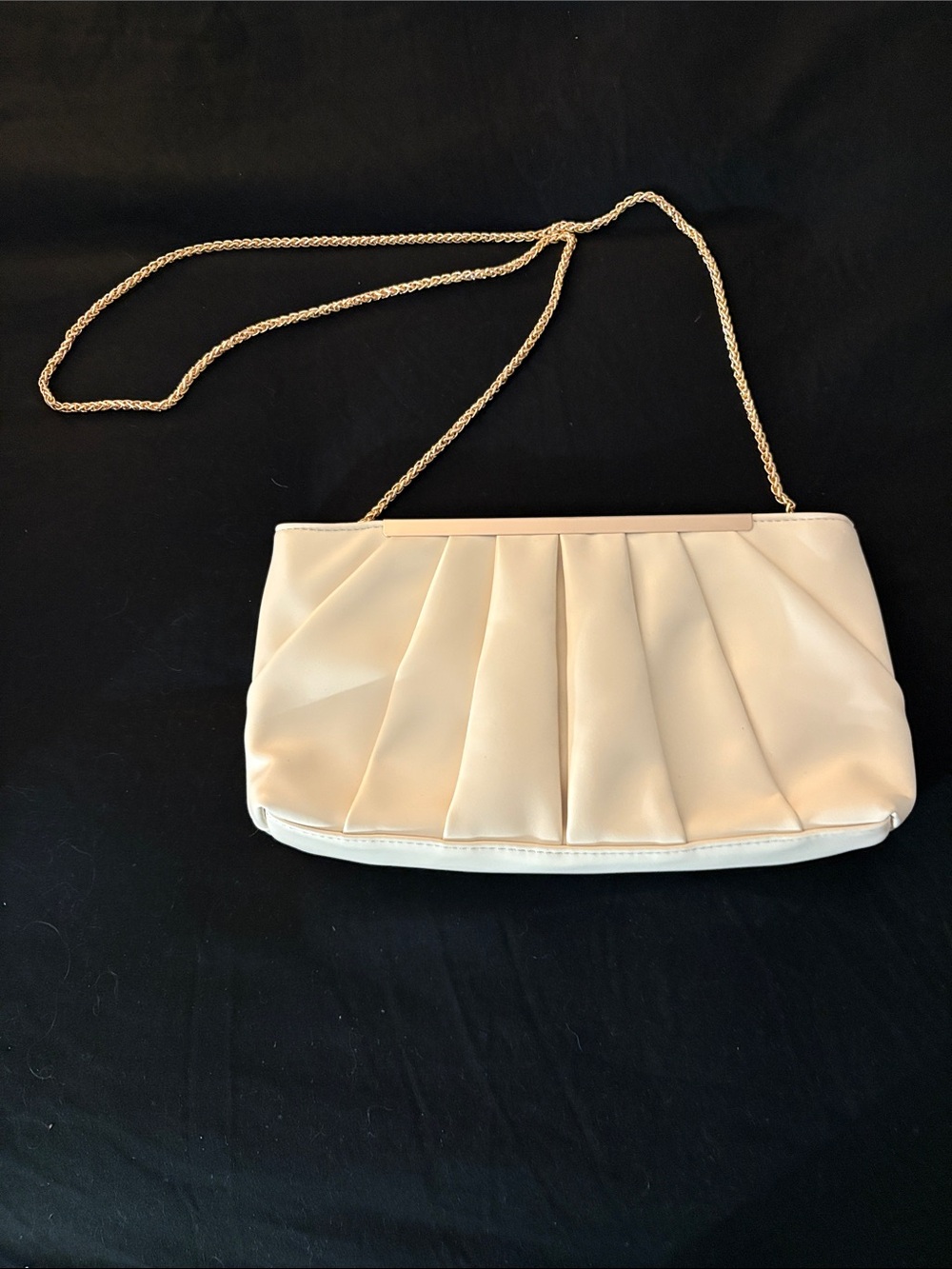 Elegant Pleated Chain-Strap Evening Bag - Cream
